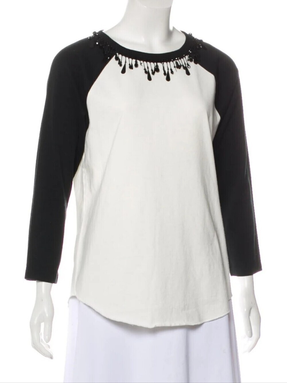 NWT Marc Jacobs embellished black and white long sleeve cotton top